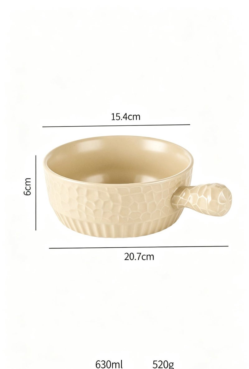 Round Ceramic Soup Bowl with Handles Porcelain Serving Bowls 22 Oz /650 ml for Pizza Soup Salad Set for 1 - Image 2