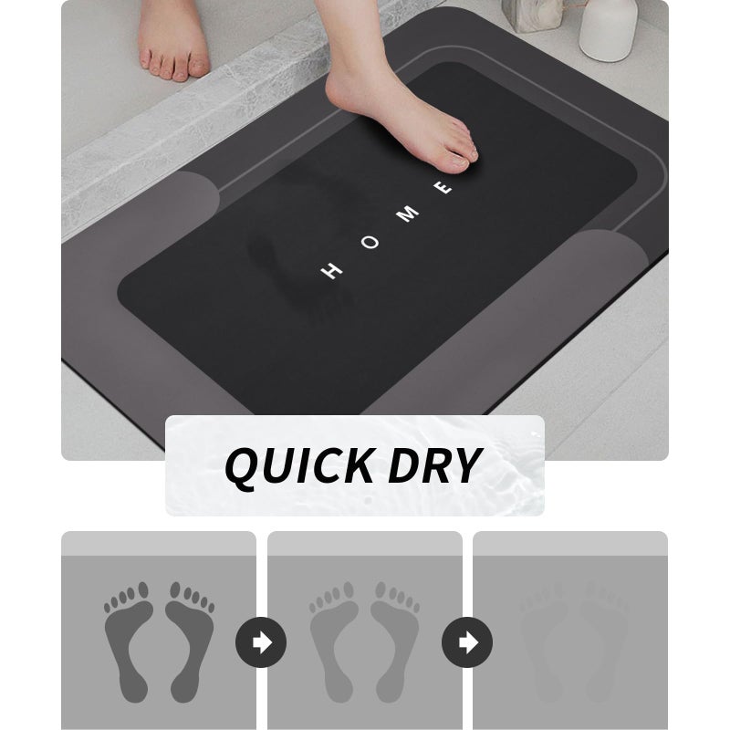 Housego 3PCS Absorbent Bath Mat Magic Rug Sets, Quick Drying Bath Mat Non-Slip Floor Rug Rubber Backed for Bathroom Kitchen Shower Sink (16.9''x23.6''+19.7''x23.6''+19.7''x31.9'', Black) - Image 3