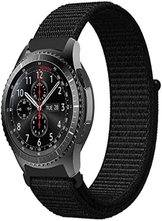 Bikson Canvas Woven Nylon Sport Watchwrist Band and for Samsung Galaxy Watch 46mm / - Dark Black