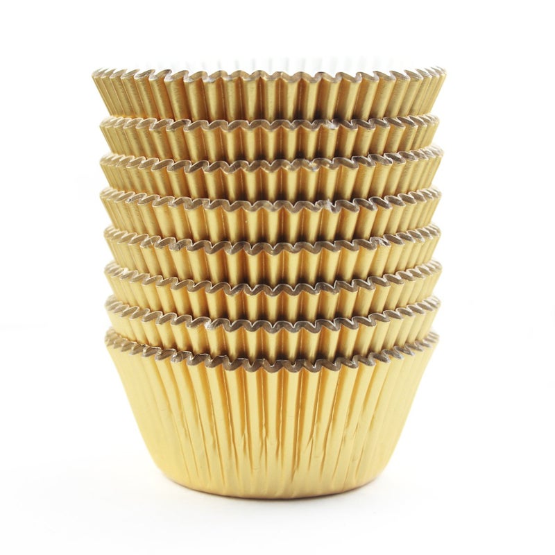 Eoonfirst Gold Foil Cupcake Case Liners Wrappers Baking Muffin Paper Cups 200 Pcs - Image 1