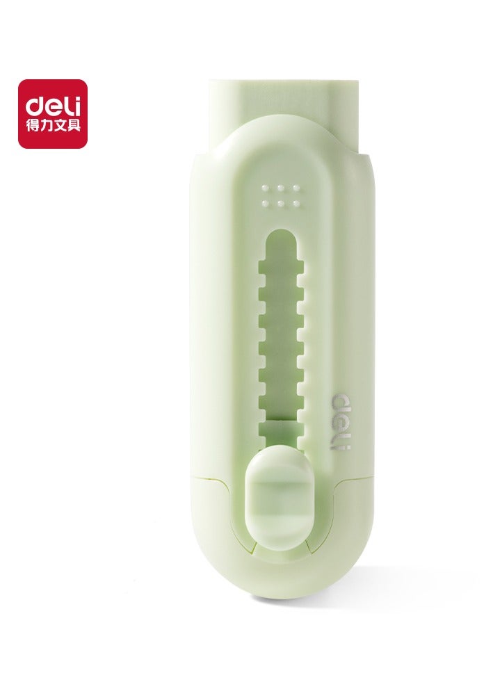 Deli VP400 Self-Cleaning Retractable Eraser with Replaceable Core - Curved Grip for Kids (77mm) - Green - Image 1
