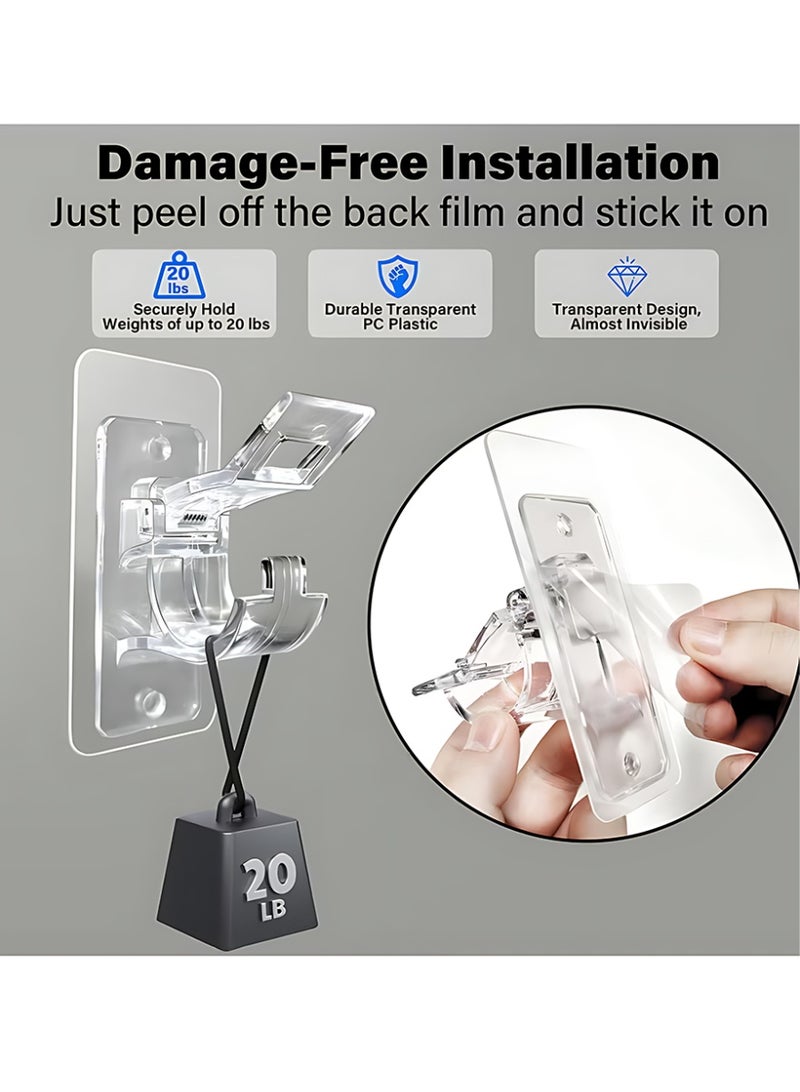 CLAVON Self Adhesive Curtain Rod Holders 4-Pack No Drill Needed Nail Free Brackets Hooks Multipurpose for Home Use Everyday Wear - Image 3