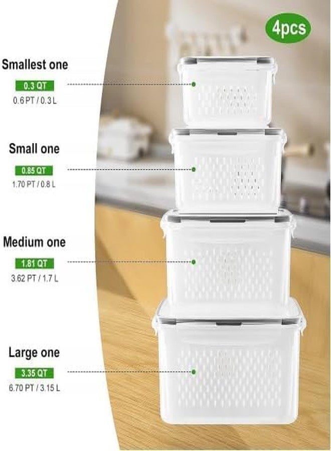 Freshmage 4 PCS Large Fruit storage Containers for Fridge with Removable Colanders, Leakproof Food Storage Containers with lids, Dishwasher & microwave safe Produce Containers to Keep Fruits Berry Fresh longer - Image 2