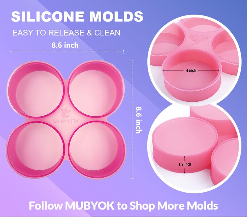 MUBYOK (300 Design Optional) M376 4inch Circles 4 Cavity Silicone Freshie Mold for Baking Aroma Beads Car Freshie Supplies - Image 4