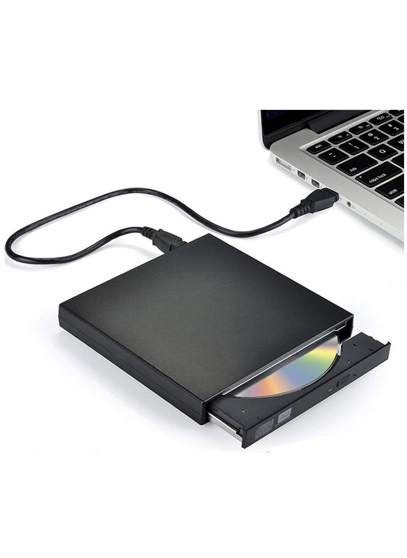 Arabest - External CD DVD Drive, USB 2.0 Slim Protable External CD-RW Drive DVD-RW Burner Writer Player for Laptop Notebook PC Desktop Computer, Black - Image 1