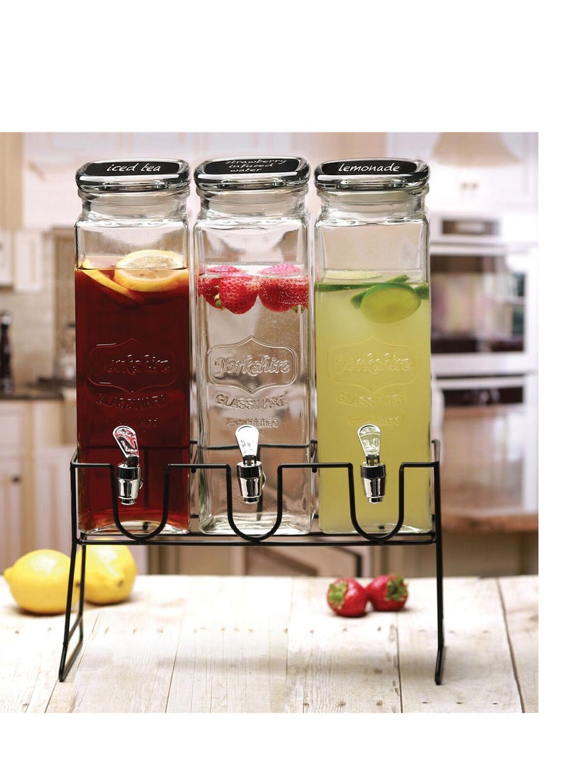 Contemporary 3-piece glass dispensers with clear base 6.9 quart capacity  - Image 2