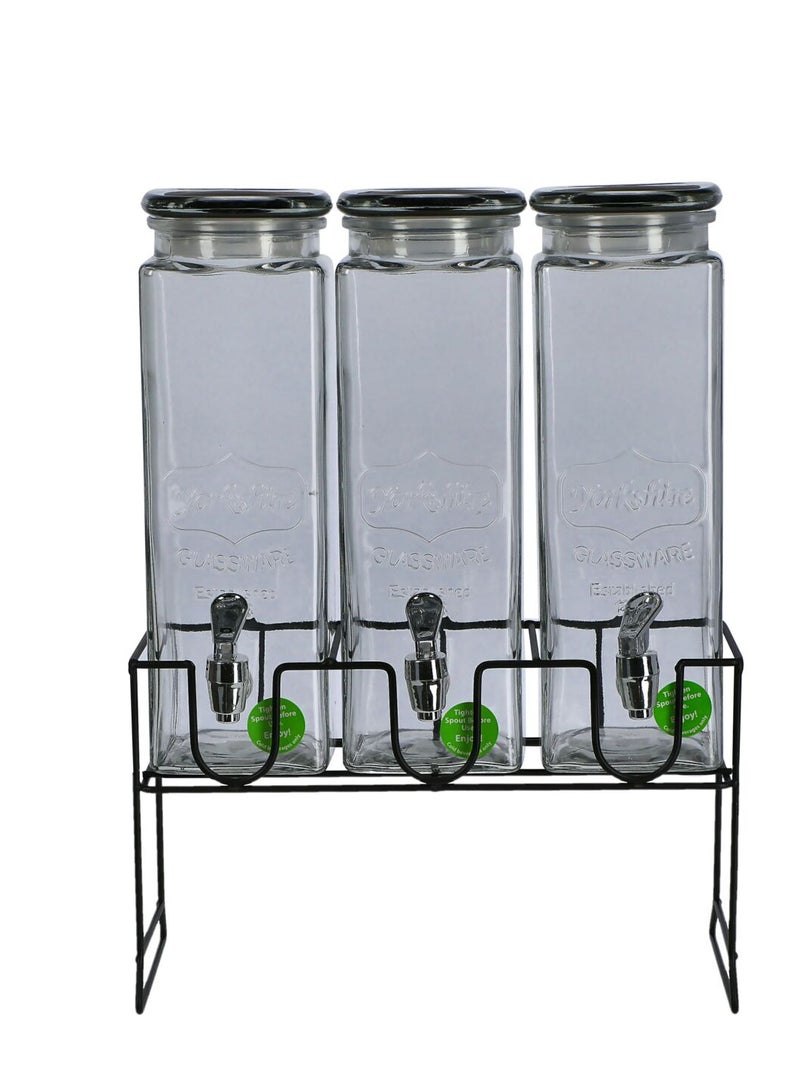 Contemporary 3-piece glass dispensers with clear base 6.9 quart capacity  - Image 1