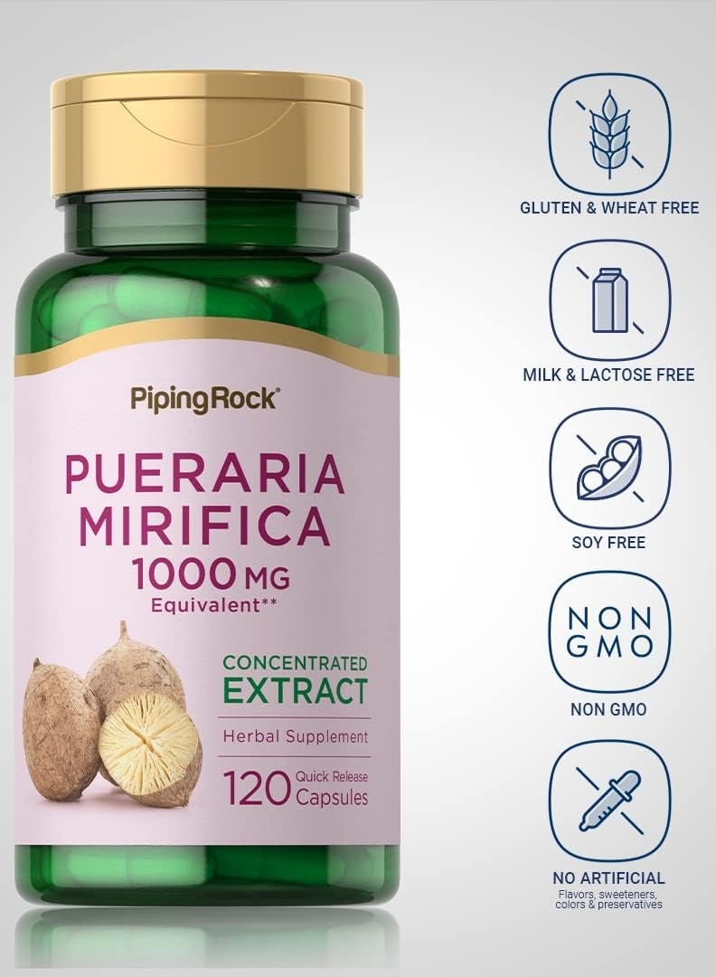 Piping Rcok Piping Rock Pueraria Mirifica Capsules 1000mg | 120 Count | Concentrated Extract | Herbal Supplement | Gluten Free, Non-GMO - Image 1