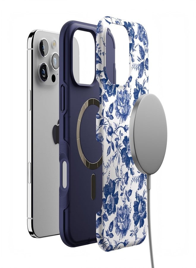 Casely iPhone 16 Pro Max Case | Rose to Fame | Blue & White Rose Floral | Bold Protective Case Design | Compatible with MagSafe - Image 4