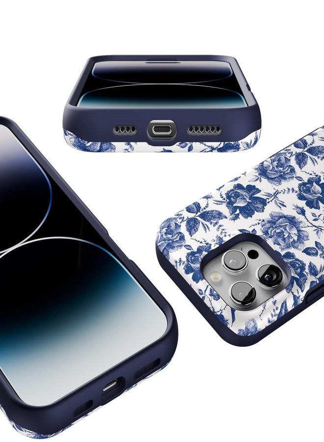 Casely iPhone 16 Pro Max Case | Rose to Fame | Blue & White Rose Floral | Bold Protective Case Design | Compatible with MagSafe - Image 3