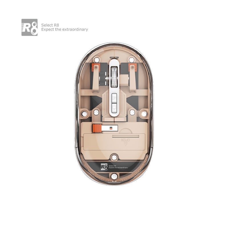 R8 Brand Transparent Wireless Bluetooth Dual-Mode Mouse - Silent, Universal for Desktop & Laptop