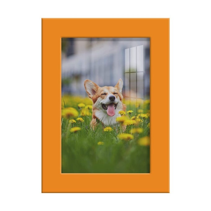 4X6 INCH PICTURE FRAME HIGHEND MODERN STYLE MADE OF SOLID WOOD AND HIGH DEFINITION GLASS READY FOR WALL AND TABLETOP PHOTO DISPLAY ORANGE FRAME