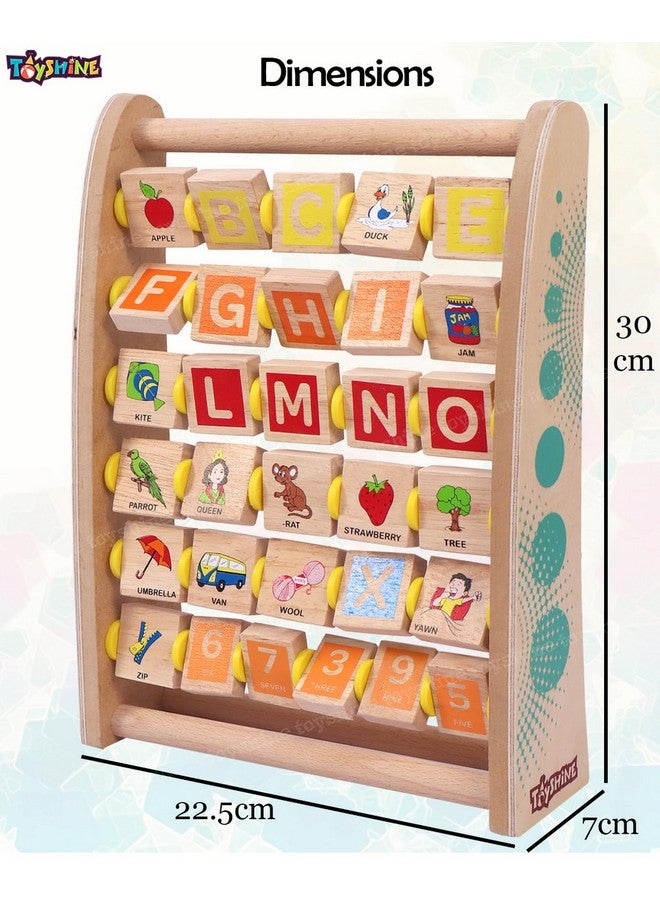 Toyshine Toyshine Alph-Abacus Wooden Learning Toy, 36-Tile Educational Abacus Tool with Alphabet, Numbers, Objects, & Words  - Image 5