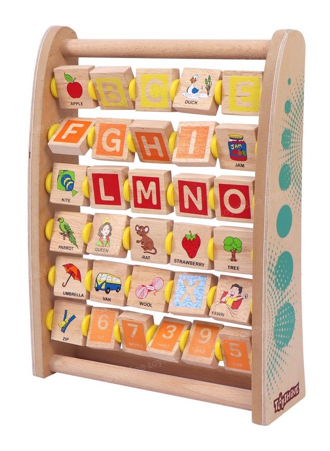 Toyshine Toyshine Alph-Abacus Wooden Learning Toy, 36-Tile Educational Abacus Tool with Alphabet, Numbers, Objects, & Words  - Image 1
