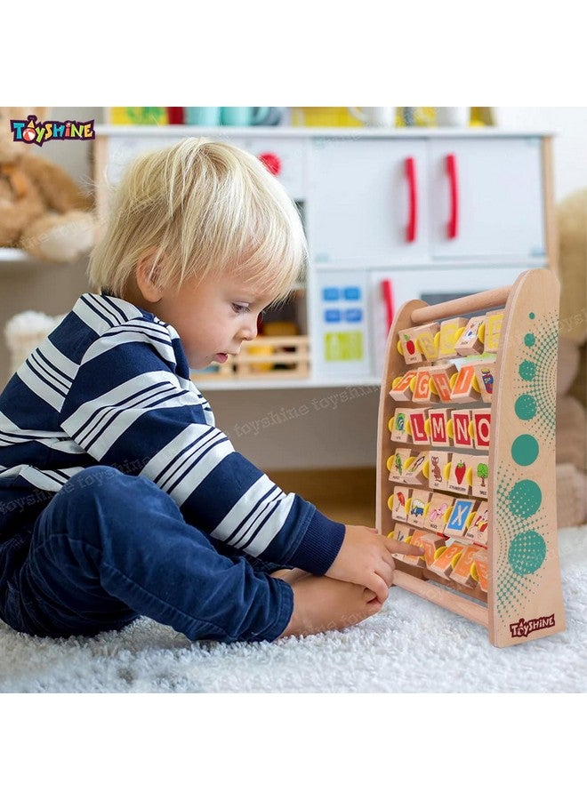 Toyshine Toyshine Alph-Abacus Wooden Learning Toy, 36-Tile Educational Abacus Tool with Alphabet, Numbers, Objects, & Words  - Image 4