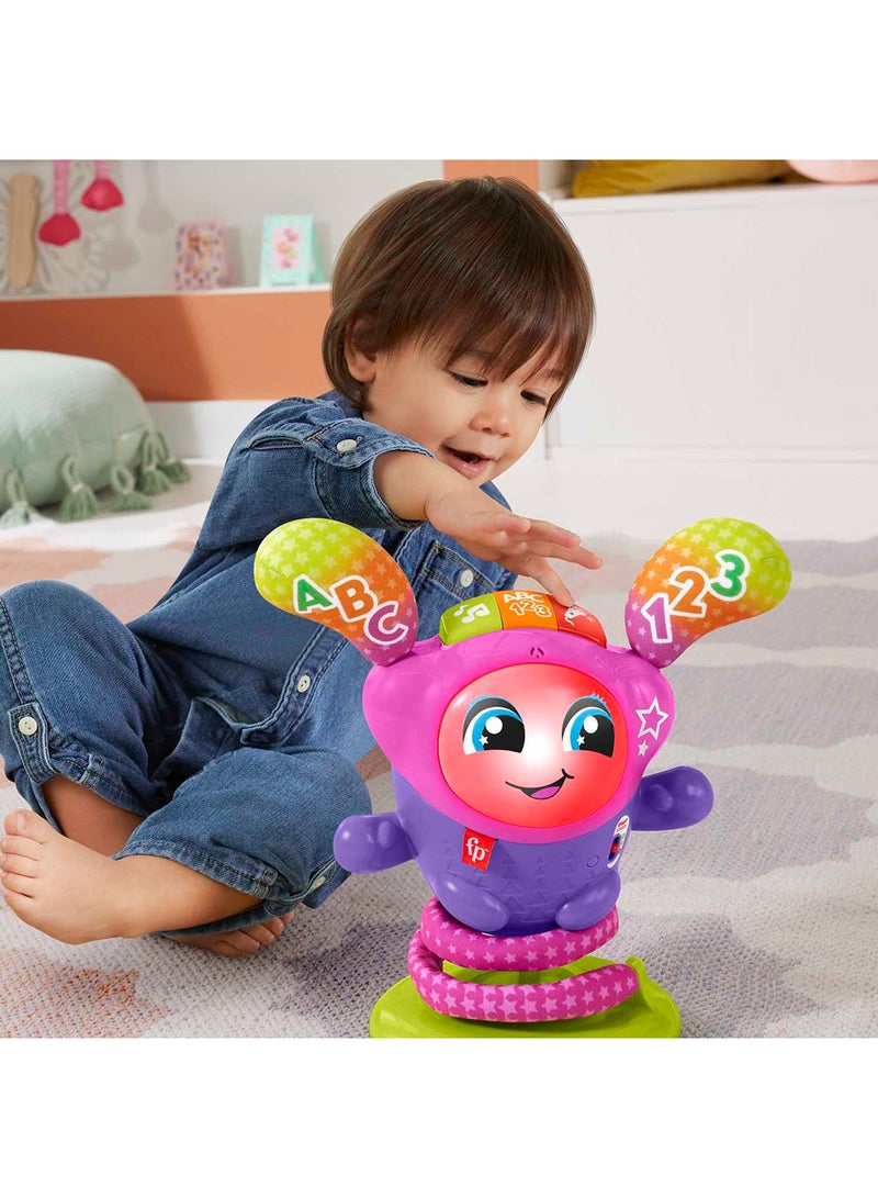 Fisher-Price لعبة تعليمية تفاعلية للأطفال والرضع مع موسيقى وأضواء وإجراء قفز، نجم القفز دي جي، النسخة الإنجليزية البريطانية - Image 3