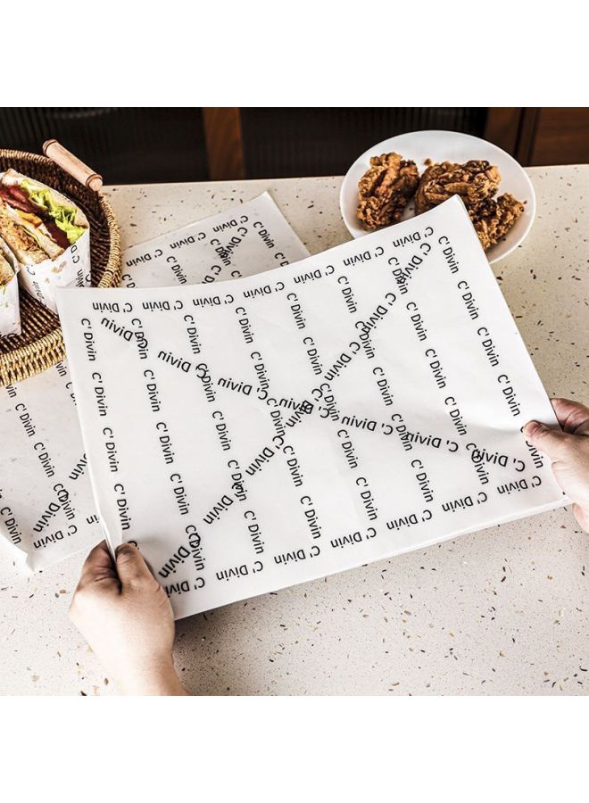 Fried Food Oil Absorbing Paper For Kitchen Frying Food Special Oil-removing Barbecue French Fries Fried Chicken Packing Paper Pad Oil Paper-Color:100 Sheets-Specifications:French English 22*22cm - Image 4