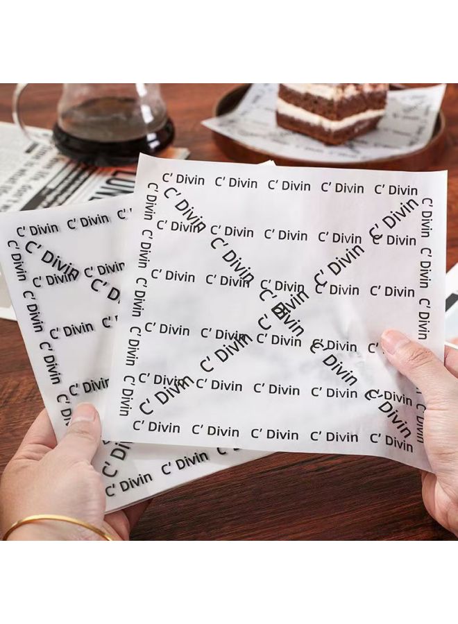 Fried Food Oil Absorbing Paper For Kitchen Frying Food Special Oil-removing Barbecue French Fries Fried Chicken Packing Paper Pad Oil Paper-Color:100 Sheets-Specifications:French English 22*22cm - Image 1