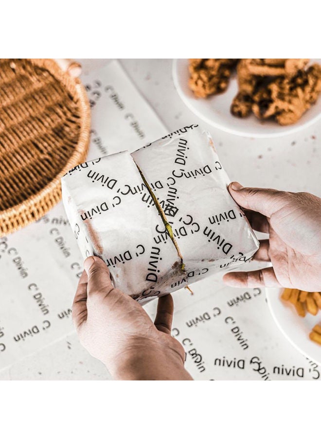 Fried Food Oil Absorbing Paper For Kitchen Frying Food Special Oil-removing Barbecue French Fries Fried Chicken Packing Paper Pad Oil Paper-Color:100 Sheets-Specifications:French English 22*22cm - Image 5
