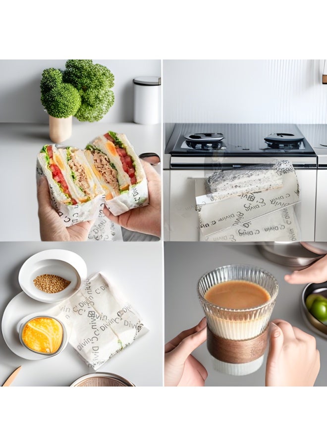 Fried Food Oil Absorbing Paper For Kitchen Frying Food Special Oil-removing Barbecue French Fries Fried Chicken Packing Paper Pad Oil Paper-Color:100 Sheets-Specifications:French English 22*22cm - Image 3