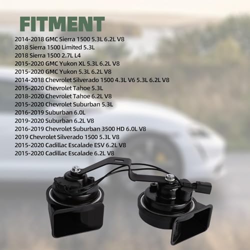 Mocar7 Horn Assembly with Bracket Compatible with 20142020 GMC Sierra 1500 Yukon Yukon XL Chevy Silverado Tahoe Suburban Cadillac Escalade - Image 3