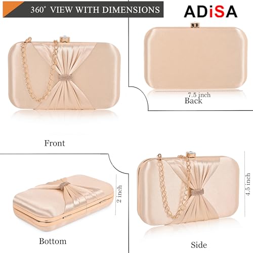 ADISA bow formal party clutch with gold chain for women and girls (CL102-GOL) - Image 2
