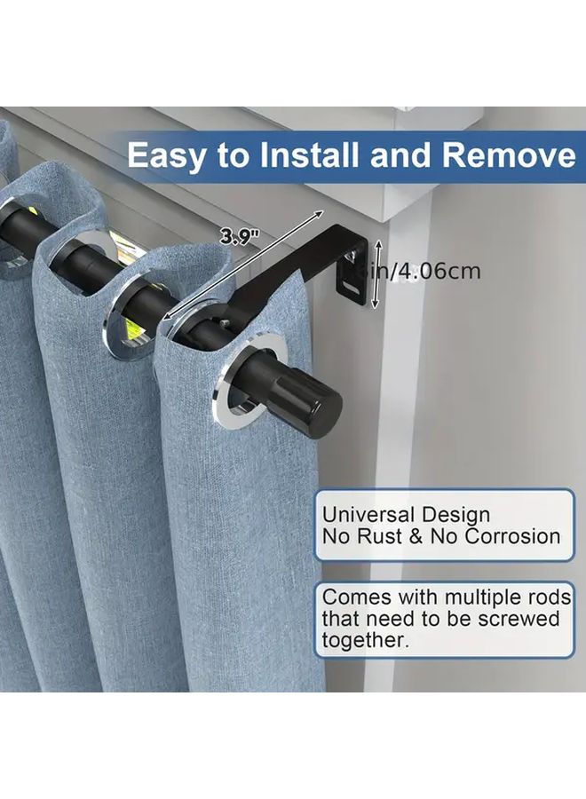 Heavy Duty Black 5 8 Inch Metal Curtain Rod Set 32 43 Inches with Brackets - Image 5