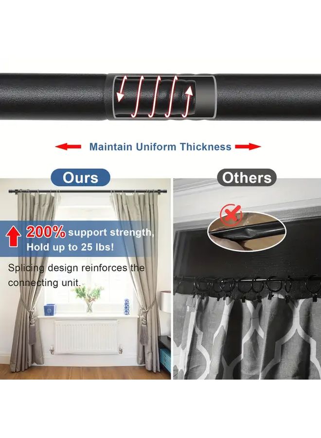 Heavy Duty Black 5 8 Inch Metal Curtain Rod Set 32 43 Inches with Brackets - Image 4