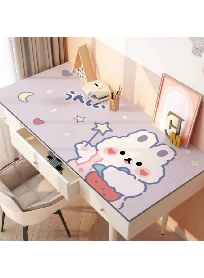 Table Mat Ins Student Desk Mat Writing Desk Mat Cartoon Girl Dormitory Study Table Mat Office Computer Table Mat-Color:80*100cm-Pattern:Star Bunny