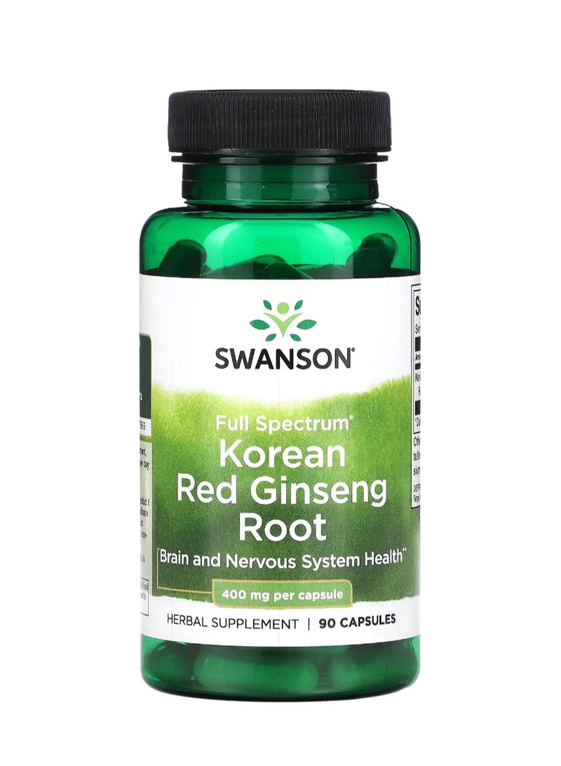 سوانسون جذر الجينسنغ الأحمر الكوري كامل الطيف 400 ملجم - 90 كبسولة - Image 1