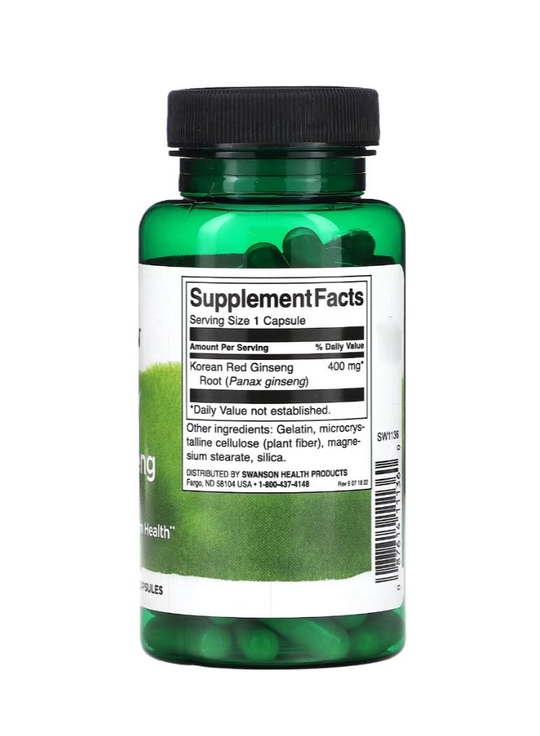 سوانسون جذر الجينسنغ الأحمر الكوري كامل الطيف 400 ملجم - 90 كبسولة - Image 2