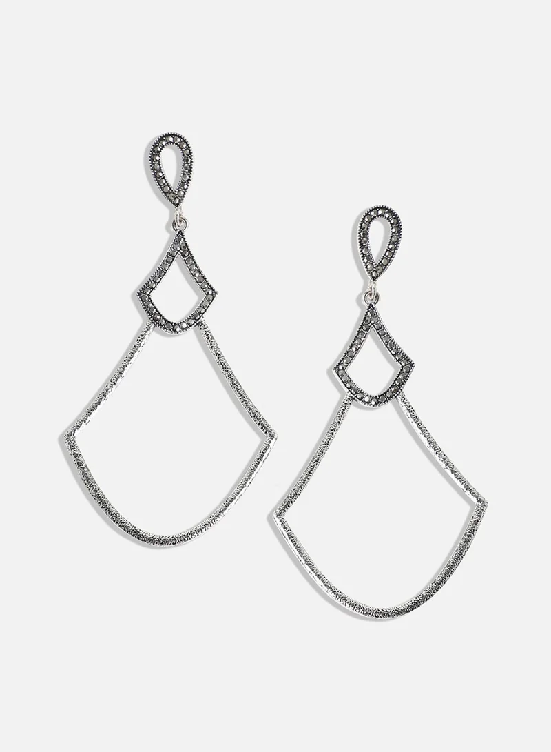 سوهي أقراط متدلية ماكسي مزخرفة - فضي