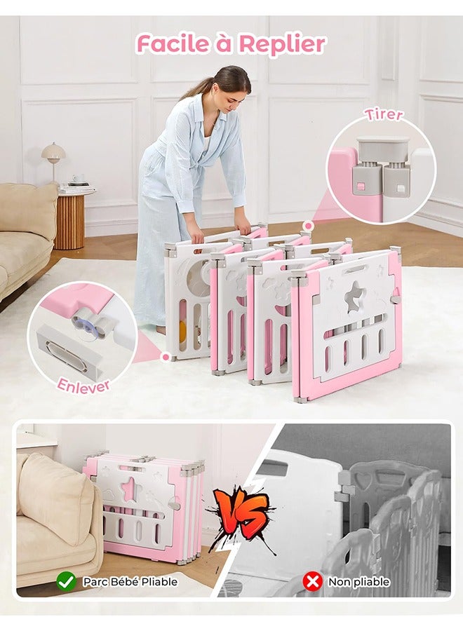 Arabest Modular Baby Playpen, Foldable Baby Playpen, 150 x 150 cm, Adaptable Plastic Baby Playpen, XXL Playpen with Activity Panel - Image 2