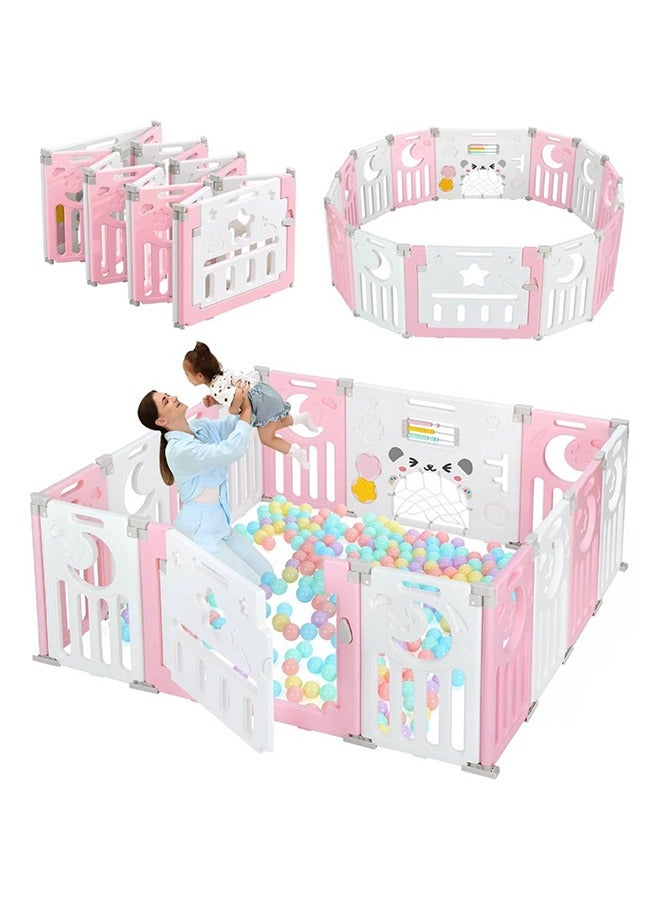 Arabest Modular Baby Playpen, Foldable Baby Playpen, 150 x 150 cm, Adaptable Plastic Baby Playpen, XXL Playpen with Activity Panel - Image 1