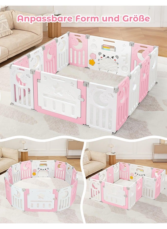 Arabest Modular Baby Playpen, Foldable Baby Playpen, 150 x 150 cm, Adaptable Plastic Baby Playpen, XXL Playpen with Activity Panel - Image 3