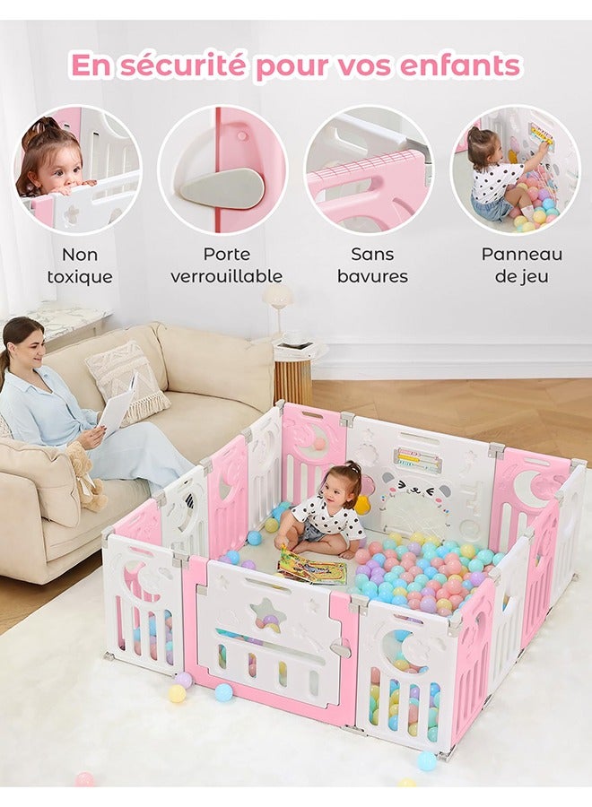 Arabest Modular Baby Playpen, Foldable Baby Playpen, 150 x 150 cm, Adaptable Plastic Baby Playpen, XXL Playpen with Activity Panel - Image 4