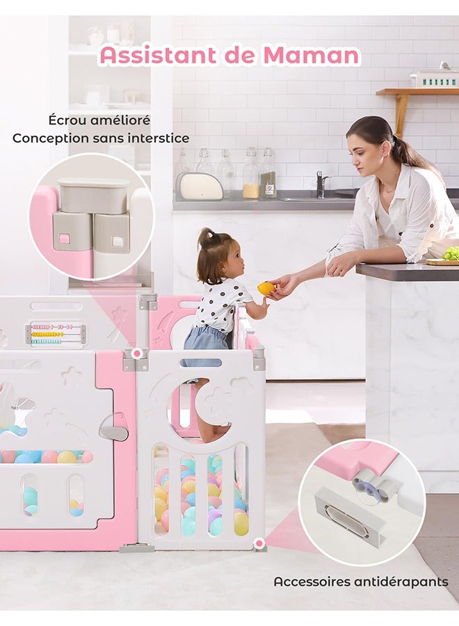 Arabest Modular Baby Playpen, Foldable Baby Playpen, 150 x 150 cm, Adaptable Plastic Baby Playpen, XXL Playpen with Activity Panel - Image 5
