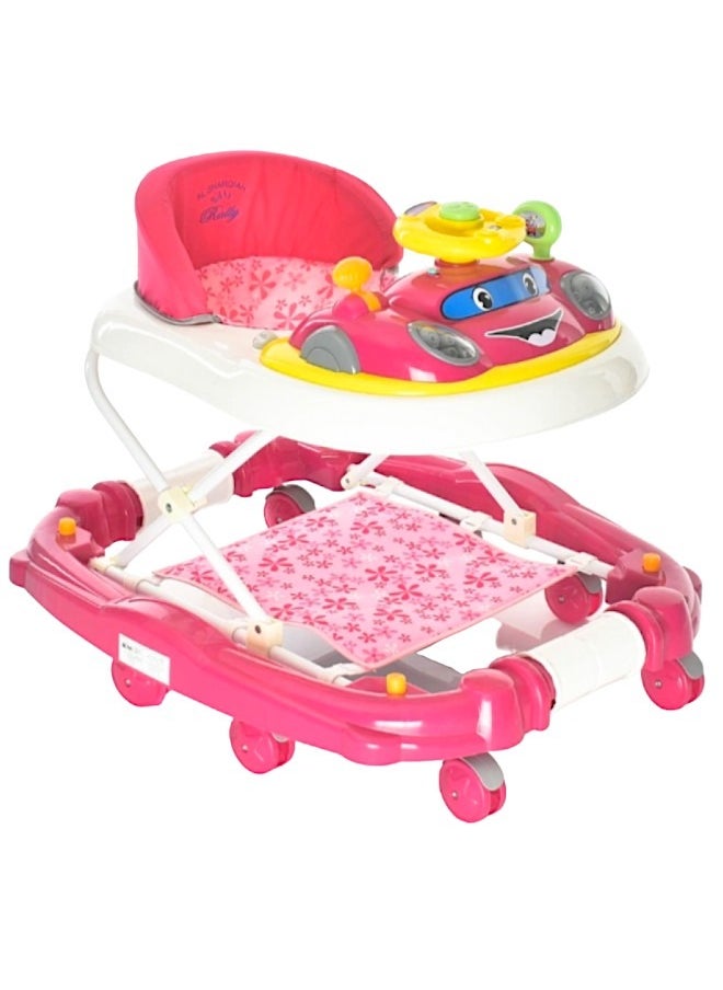 Rally Foldable Soft Cushioned Seat 2 In 1 Baby Walker Rocker  Pink  - Image 1