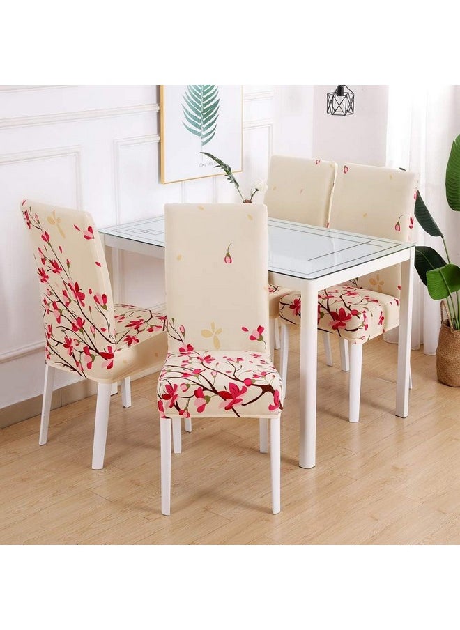Styleys Styleys Elastic Chair Cover Stretch Removable Washable Short Dining Chair Cover Protector Seat Slipcover (Set of 6, Pink Flowers, SD3217)  - Image 2