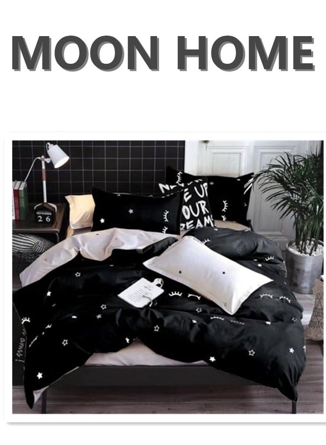 MOON HOME طقم غطاء لحاف بتصميم جميل من الألياف الدقيقة الناعمة والقابلة للتنفس، مقاسات كينج/كوين/سنجل، يتضمن 1 غطاء لحاف، 1 ملاءة سرير مشدودة، 4 أغطية وسائد - Image 3