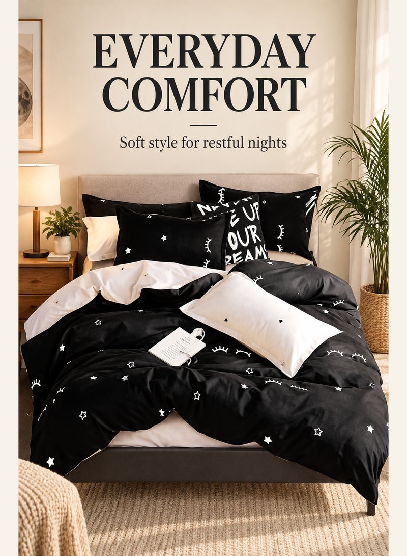 MOON HOME King/Queen/Single size Soft and Breathable Microfiber Hypoallergenic Beautiful Design Duvet Cover Set ,set includes 1 Comforter Cover, 1 Fitted Bedsheet, 4 Pillowcases - Image 2