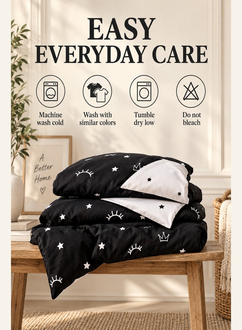 MOON HOME King/Queen/Single size Soft and Breathable Microfiber Hypoallergenic Beautiful Design Duvet Cover Set ,set includes 1 Comforter Cover, 1 Fitted Bedsheet, 4 Pillowcases - Image 5