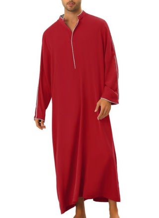 Men's Muslim Loose Casual Robe Thobe Stand Collar Long Sleeve Kaftan Red - pzsku/Z4CEF369227F27FC1C95FZ/45/_/1692156714/ff0d5634-7117-4ac6-a3f5-1e1d9b93c170