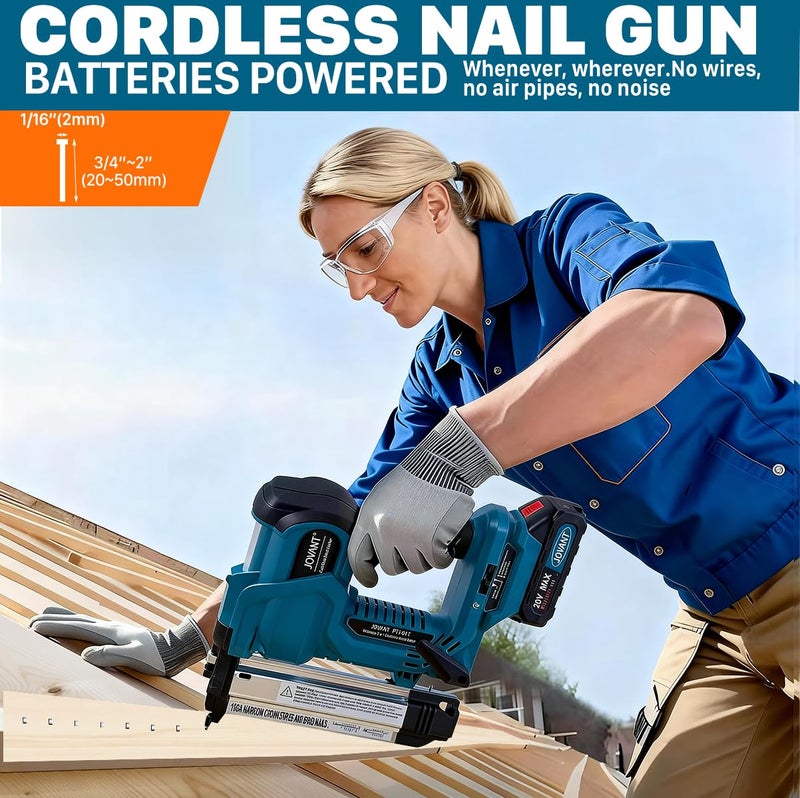 jovant Brad Nailer Electric, 18 Gauge Brad Nail Gun, 2-in-1 Brad Nailer with 800pcs Nails&Staples, Nail Gun with 2Ã—2.0Ah Batteries, for Woodworking, Home Improvement JOVANT - Image 3