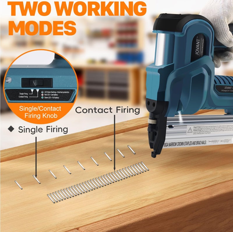 jovant Brad Nailer Electric, 18 Gauge Brad Nail Gun, 2-in-1 Brad Nailer with 800pcs Nails&Staples, Nail Gun with 2Ã—2.0Ah Batteries, for Woodworking, Home Improvement JOVANT - Image 5