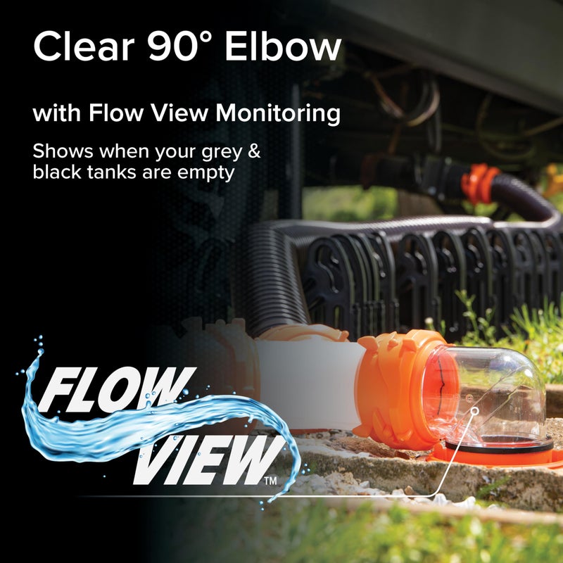 Camco RhinoFlex Clear RV Sewer Hose Elbow with 4-in-1 Adapter - Features a 360-Degree Fitting Rotation and Built-in Gasket for Odor-Tight Protection - Fits 4 Sizes of Dump Station Inlets (39736) - Image 3