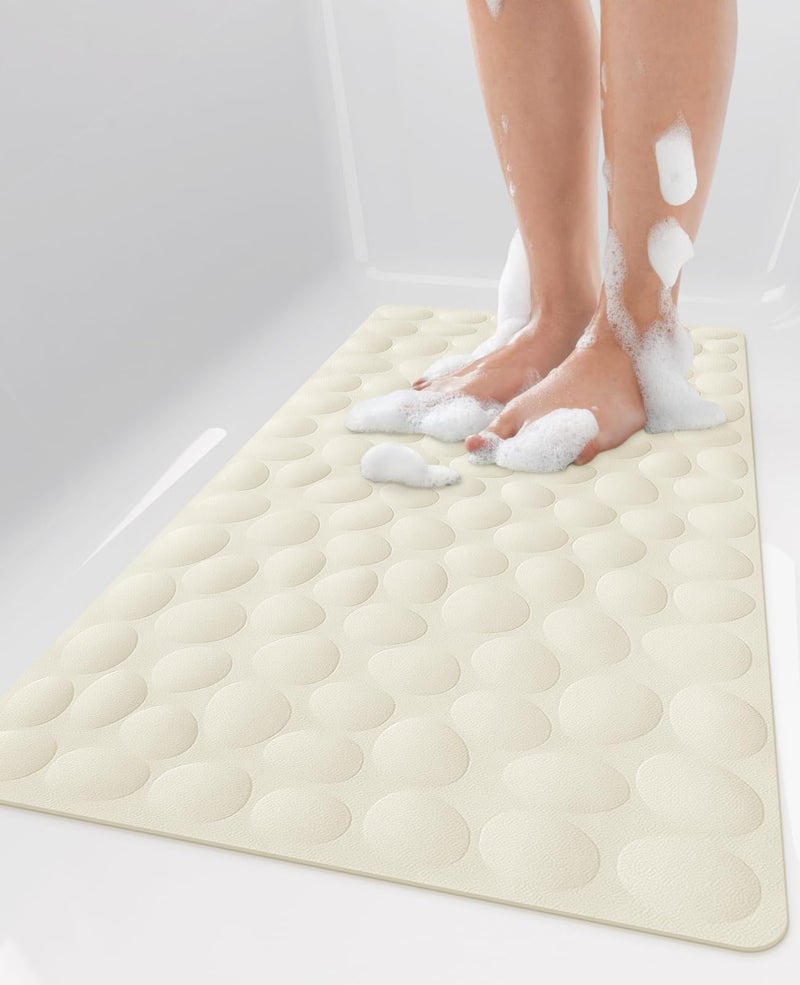 Bligli Non Slip Bathtub Mat 16x315 Inch Standard NonSlip Bathmats with Strong Suction Cups Soft Rubber AntiSlip Bathroom Floor Mat Machine Washable Comfort on Feet 100 BPA Free Beige