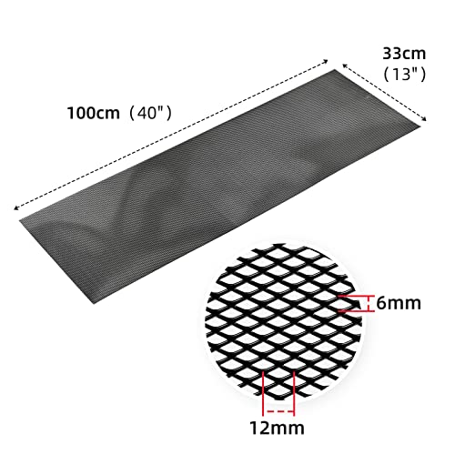 AggAuto Universal 40"x13" Car Grill Mesh - 100x33cm Aluminum Alloy Automotive Grille Insert Bumper 6x12mm Rhombic Hole, One of the Most Multifunctional Shape Grids Black - Image 4