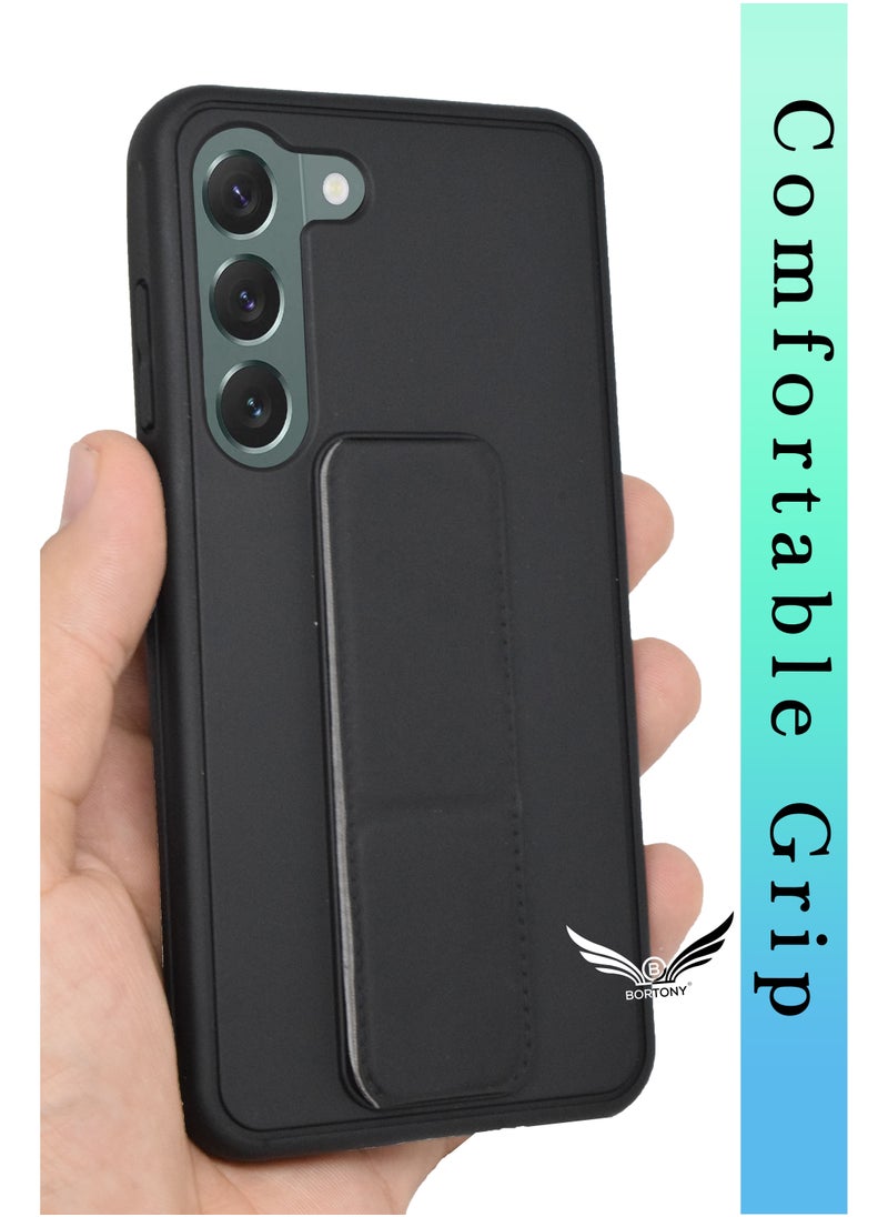 BORTONY - Galaxy S23 Case Fully Covered With Finger Grip Stand Holder Anti Slip Shockproof Protective Case Cover For Samsung Galaxy S23 5G - Image 1