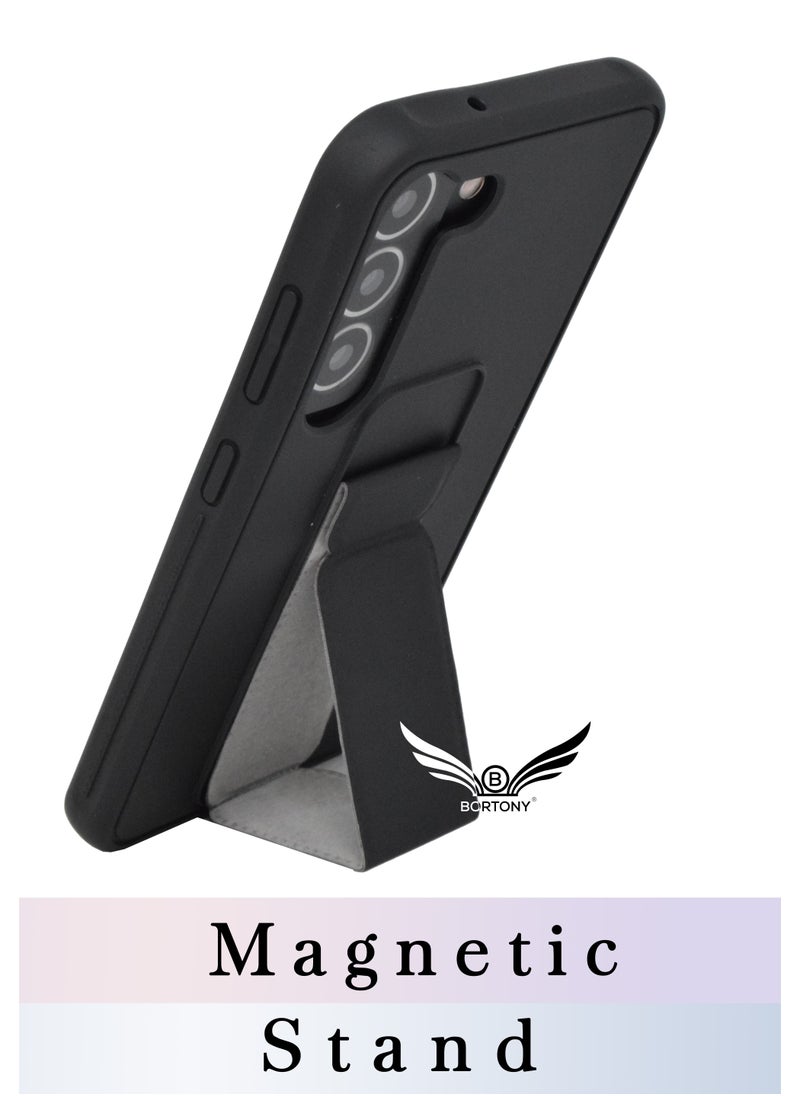 BORTONY - Galaxy S23 Case Fully Covered With Finger Grip Stand Holder Anti Slip Shockproof Protective Case Cover For Samsung Galaxy S23 5G - Image 1